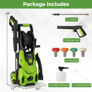 2150PSI Electric Pressure Washer 1.2GPM with 4 Quick Connect Nozzles and Foam Cannon-Green