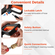 2150PSI Electric Pressure Washer 1.2GPM with 4 Quick Connect Nozzles and Foam Cannon-Orange