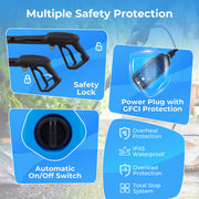 1900 PSI 1.8 GPM Electric Pressure Washer with 4 Quick Connect Nozzles-Blue