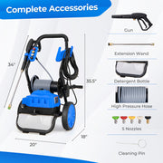 2300 PSI 1.8 GPM Electric Pressure Washer with Wheels and 5 Quick Connect Nozzles-Blue
