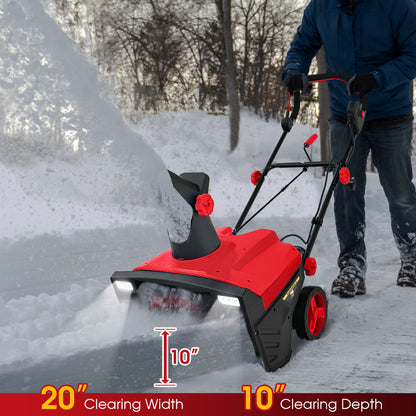 20 Inch 120V 15Amp Electric Snow Thrower with 180¬∞ Rotatable Chute-Red