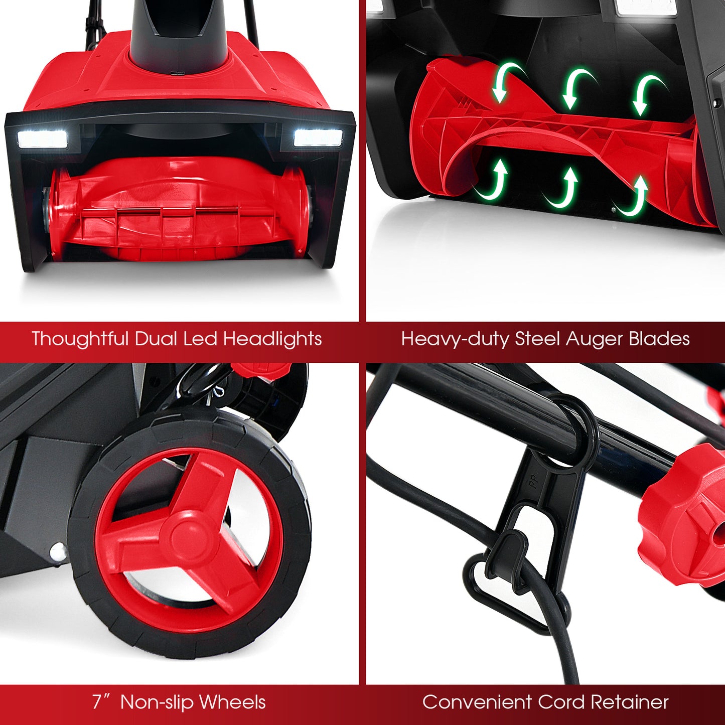 20 Inch 120V 15Amp Electric Snow Thrower with 180¬∞ Rotatable Chute-Red