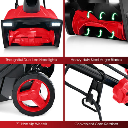 20 Inch 120V 15Amp Electric Snow Thrower with 180¬∞ Rotatable Chute-Red