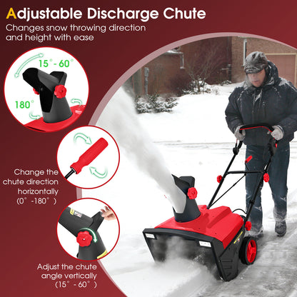 20 Inch 120V 15Amp Electric Snow Thrower with 180¬∞ Rotatable Chute-Red