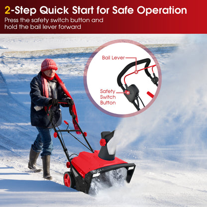 20 Inch 120V 15Amp Electric Snow Thrower with 180¬∞ Rotatable Chute-Red