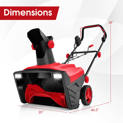 20 Inch 120V 15Amp Electric Snow Thrower with 180¬∞ Rotatable Chute-Red