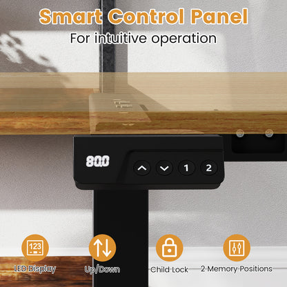 Electric Standing Desk Frame Height Adjustable Computer Desk Base with LED Display-Black