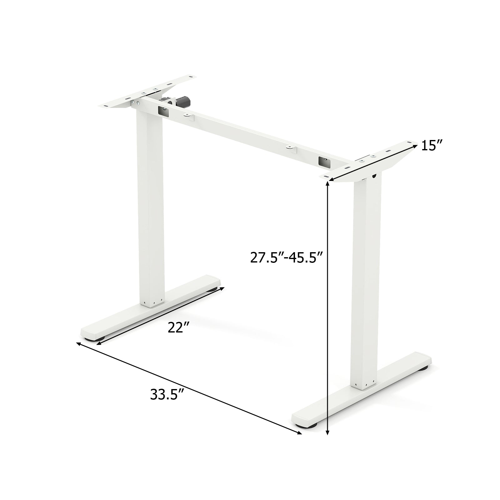 Electric Standing Desk Frame Height Adjustable Computer Desk Base with LED Display-White