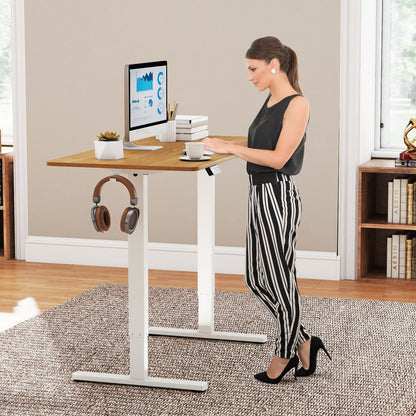 Electric Standing Desk Frame Height Adjustable Computer Desk Base with LED Display-White