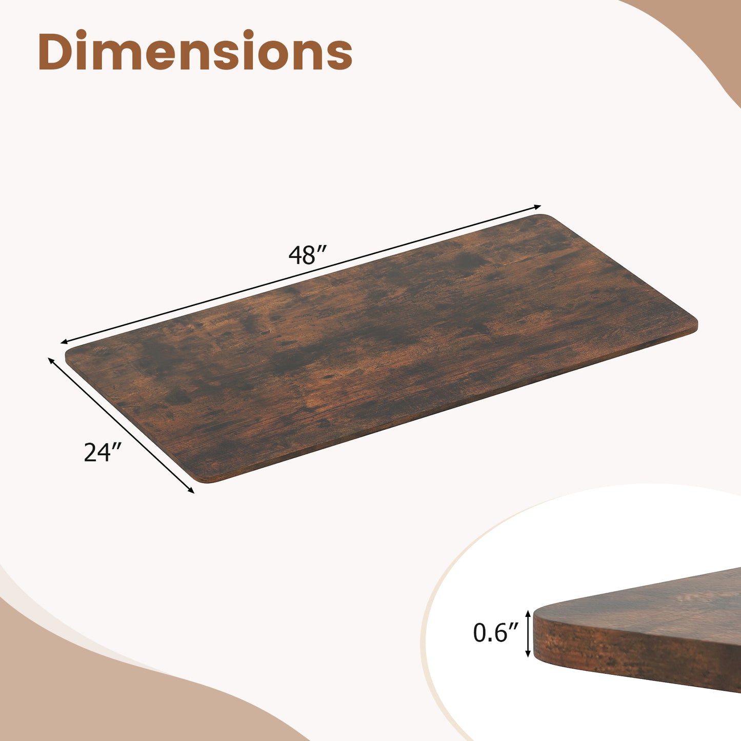 Electric Standing Desk with LED Display and 2 Memory Height Settings-Rustic Brown