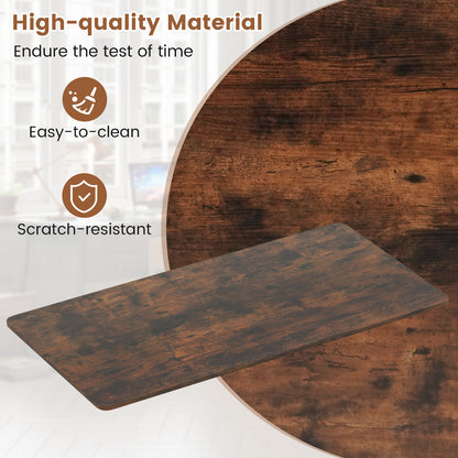 Electric Standing Desk with LED Display and 2 Memory Height Settings-Rustic Brown