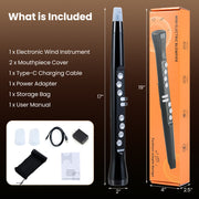 Electronic Wind Instrument Synthesizer Rechargeable Digital Saxophone-Black