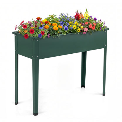 Elevated Metal Raised Garden Bed with Legs and Drainage Holes-Green