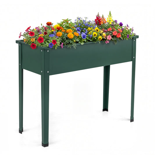 Elevated Metal Raised Garden Bed with Legs and Drainage Holes-Green