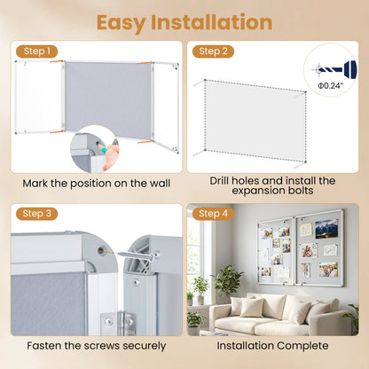 Lockable Cork Bulletin Board 47.5" x 35.5" Aluminum Frame