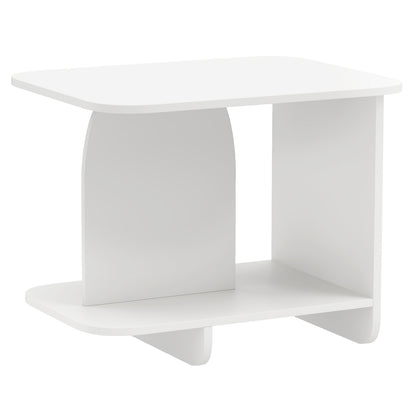 End Table 2-Tier Sofa Side Table with Storage Shelf for Small Space