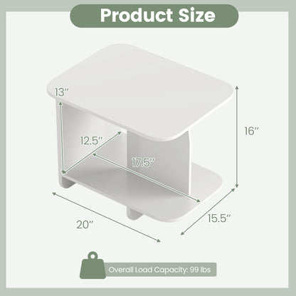 End Table 2-Tier Sofa Side Table with Storage Shelf for Small Space