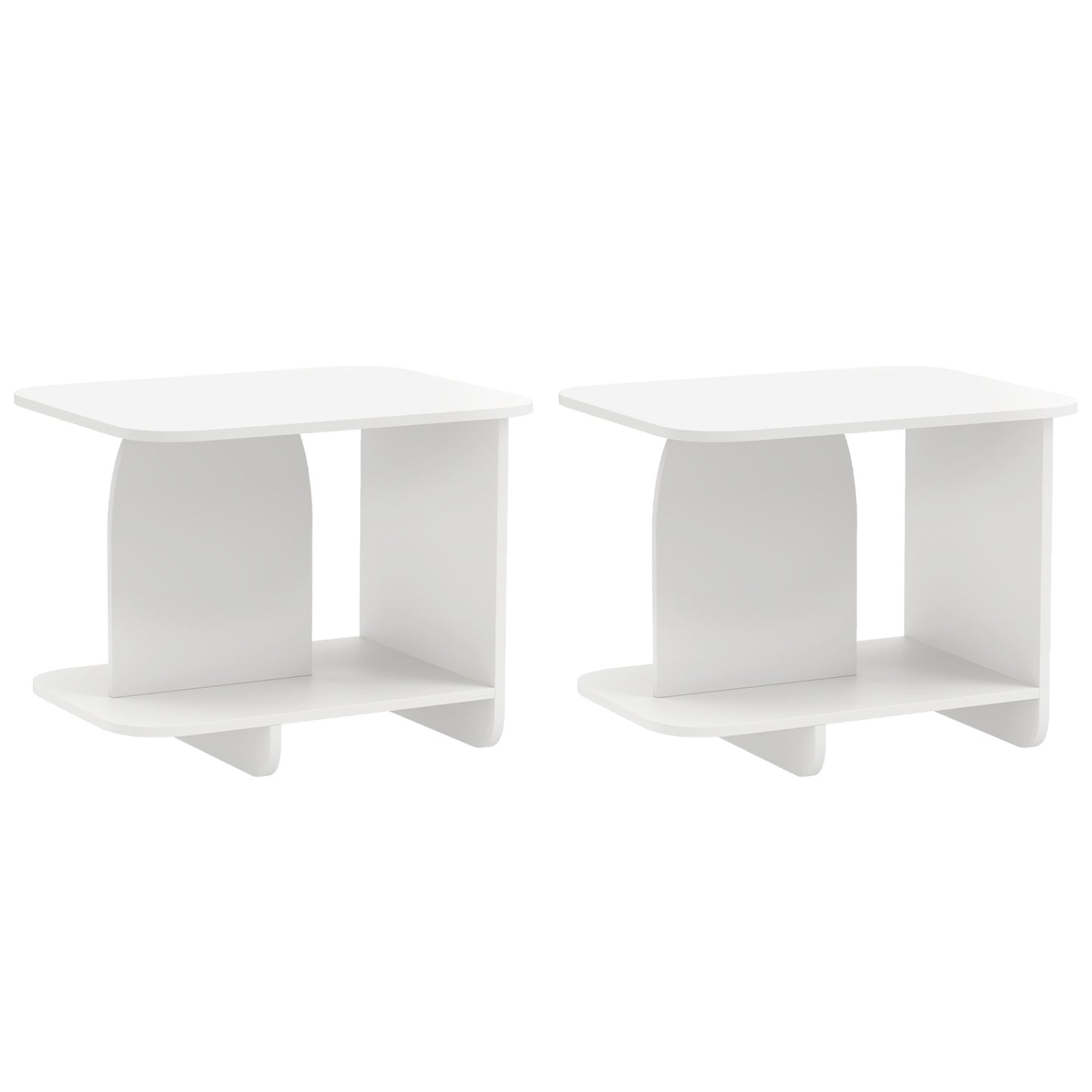 End Table Set of 2 2-Tier Sofa Side Tables with Storage Shelf