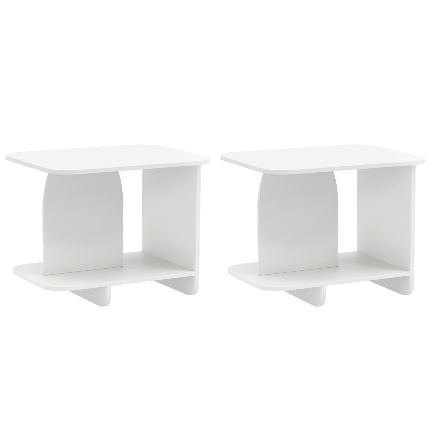 End Table Set of 2 2-Tier Sofa Side Tables with Storage Shelf