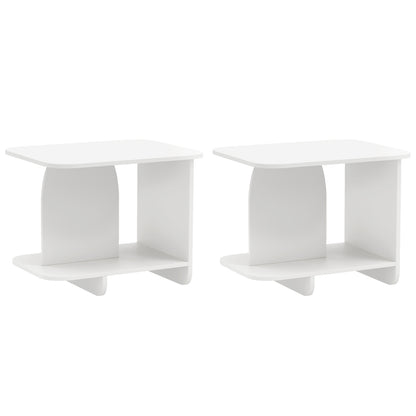 End Table Set of 2 2-Tier Sofa Side Tables with Storage Shelf