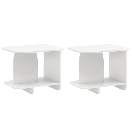 End Table Set of 2 2-Tier Sofa Side Tables with Storage Shelf
