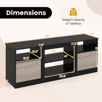 TV Stand for 65" TVs with LED Lighting & Fireplace Insert
