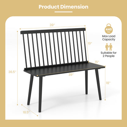 Entryway Bench for 2 with Spindle Back for Kitchen Dining Room Hallway