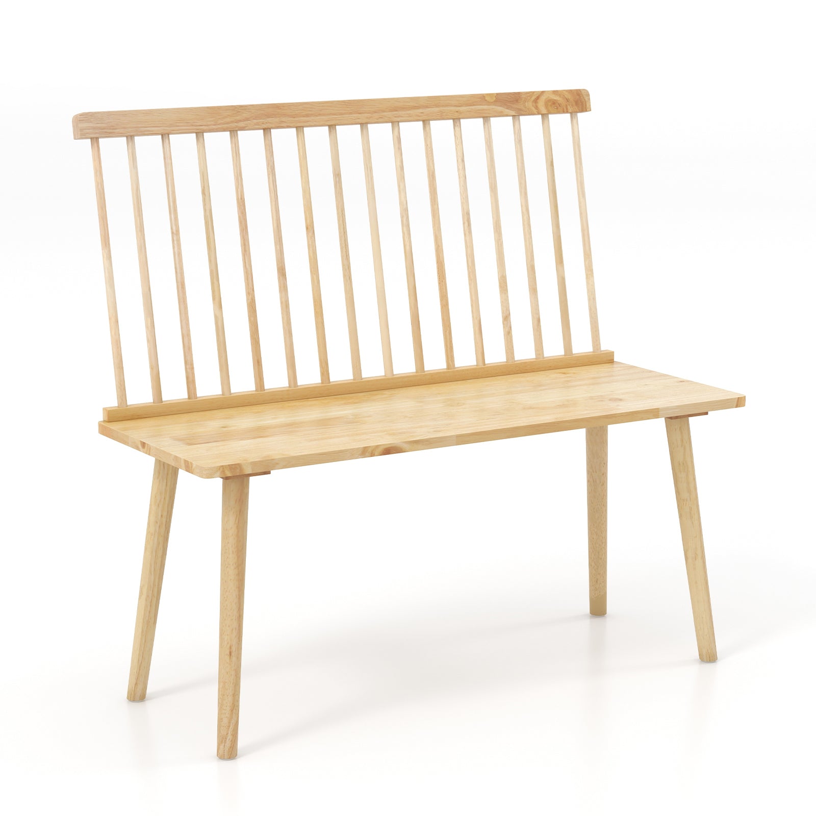 Entryway Bench for 2 with Spindle Back for Kitchen Dining Room Hallway-Natural - Natural