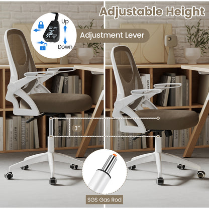 Ergonomic Computer Desk Chair with Lumbar Support and Flip-up Arms-Gray