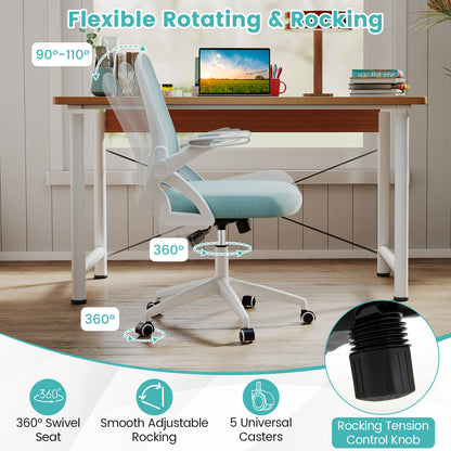 Ergonomic Computer Desk Chair with Lumbar Support and Flip-up Arms-Navy