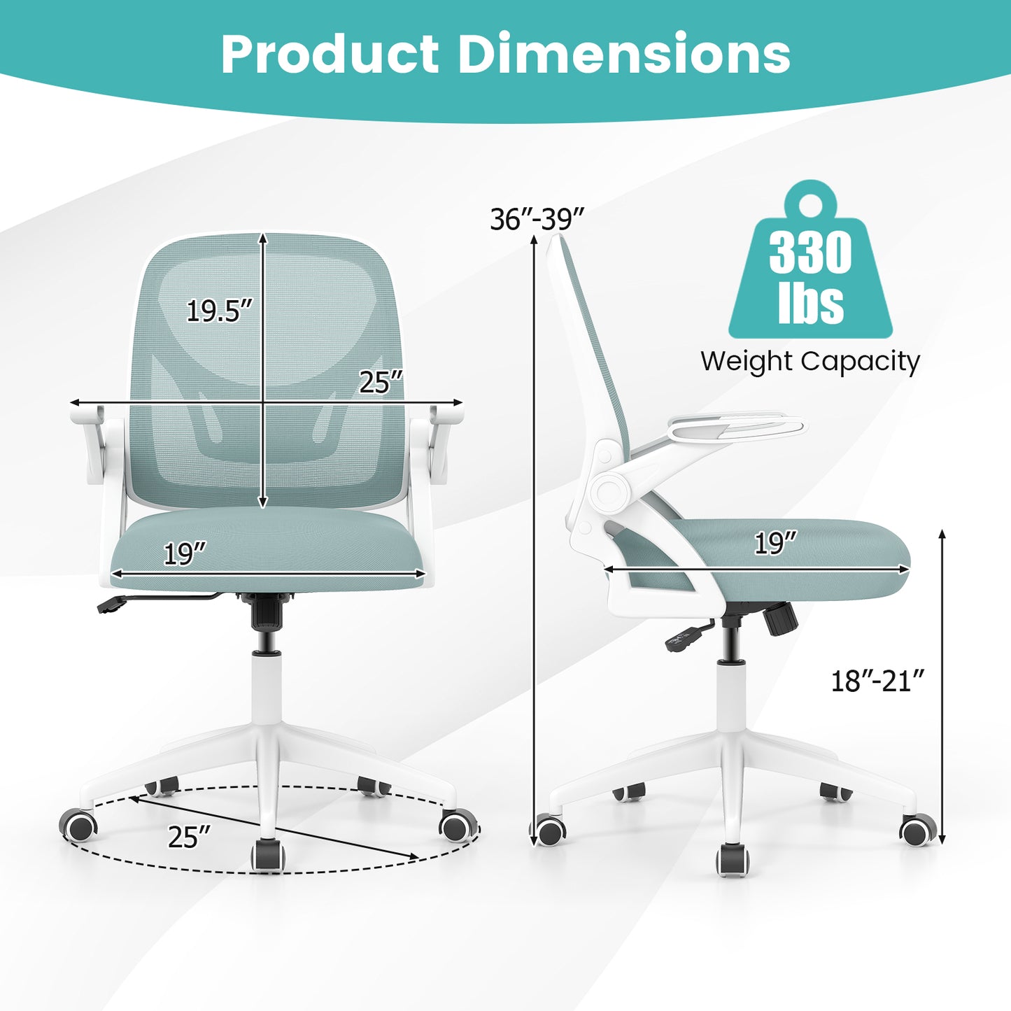 Ergonomic Computer Desk Chair with Lumbar Support and Flip-up Arms-Navy