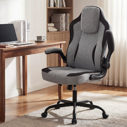Ergonomic Computer Office Chair with 90¬∞ Flip-up Armrests-Gray