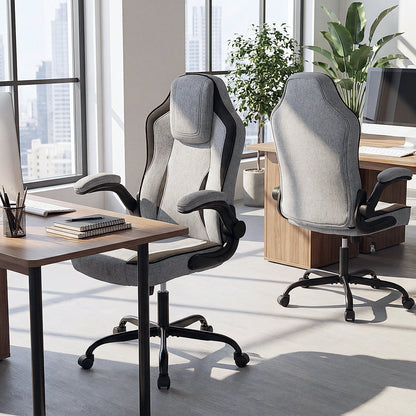 Ergonomic Computer Office Chair with 90¬∞ Flip-up Armrests-Gray