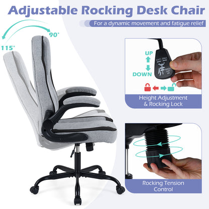 Ergonomic Computer Office Chair with 90¬∞ Flip-up Armrests-Gray