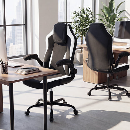 Ergonomic Computer Office Chair with 90¬∞ Flip-up Armrests-Black
