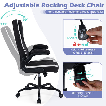 Ergonomic Computer Office Chair with 90¬∞ Flip-up Armrests-Black