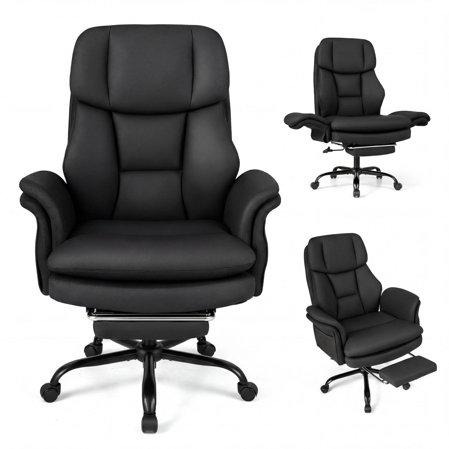 Big and Tall Office Chair with Retractable Footrest 500 lbs