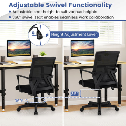 Ergonomic Desk Chair with Lumbar Support and Rocking Function-Black
