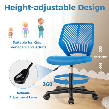 Height-adjustable Ergonomic Kids Desk Chair with Universal Casters