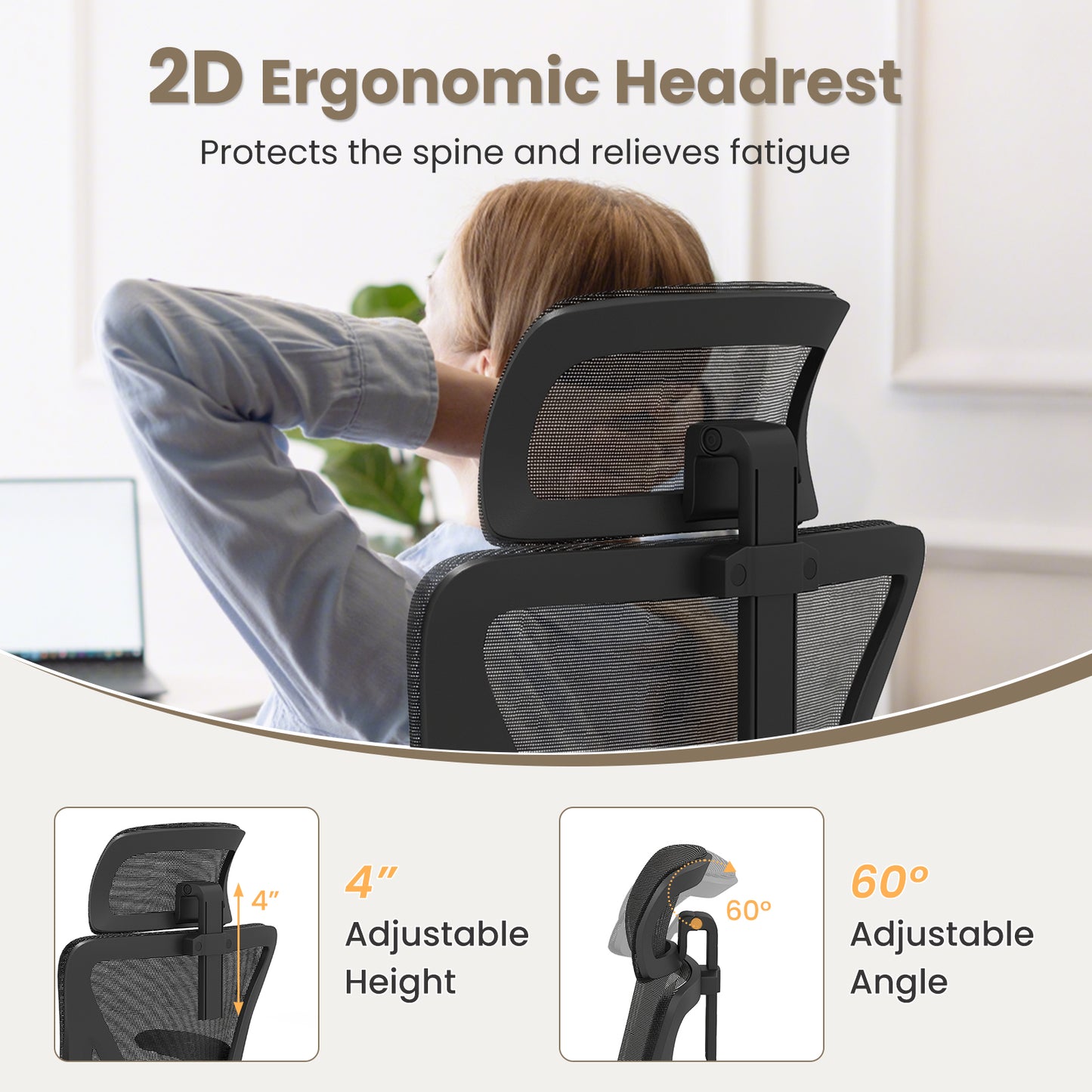 Ergonomic Mesh Office Chair with Adjustable Lumbar Support and Flip-up Armrests-Black
