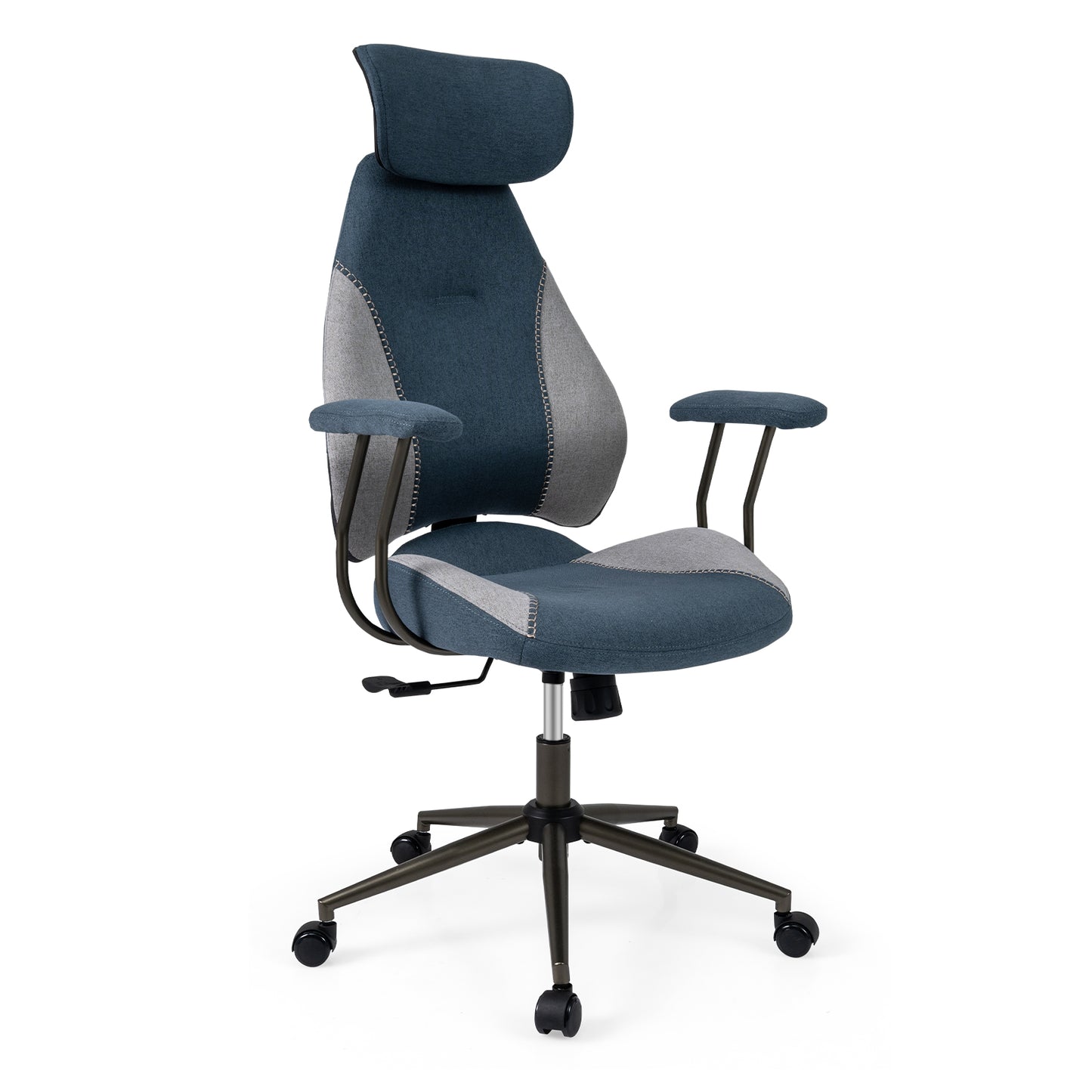Ergonomic Office Chair Computer Desk Chair with 2D Headrest and Rocking Backrest-Gray