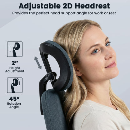 Ergonomic Office Chair Computer Desk Chair with 2D Headrest and Rocking Backrest-Navy
