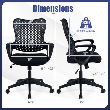Ergonomic Office Chair Height Adjustable Computer Desk Chair with Breathable Butterfly Back