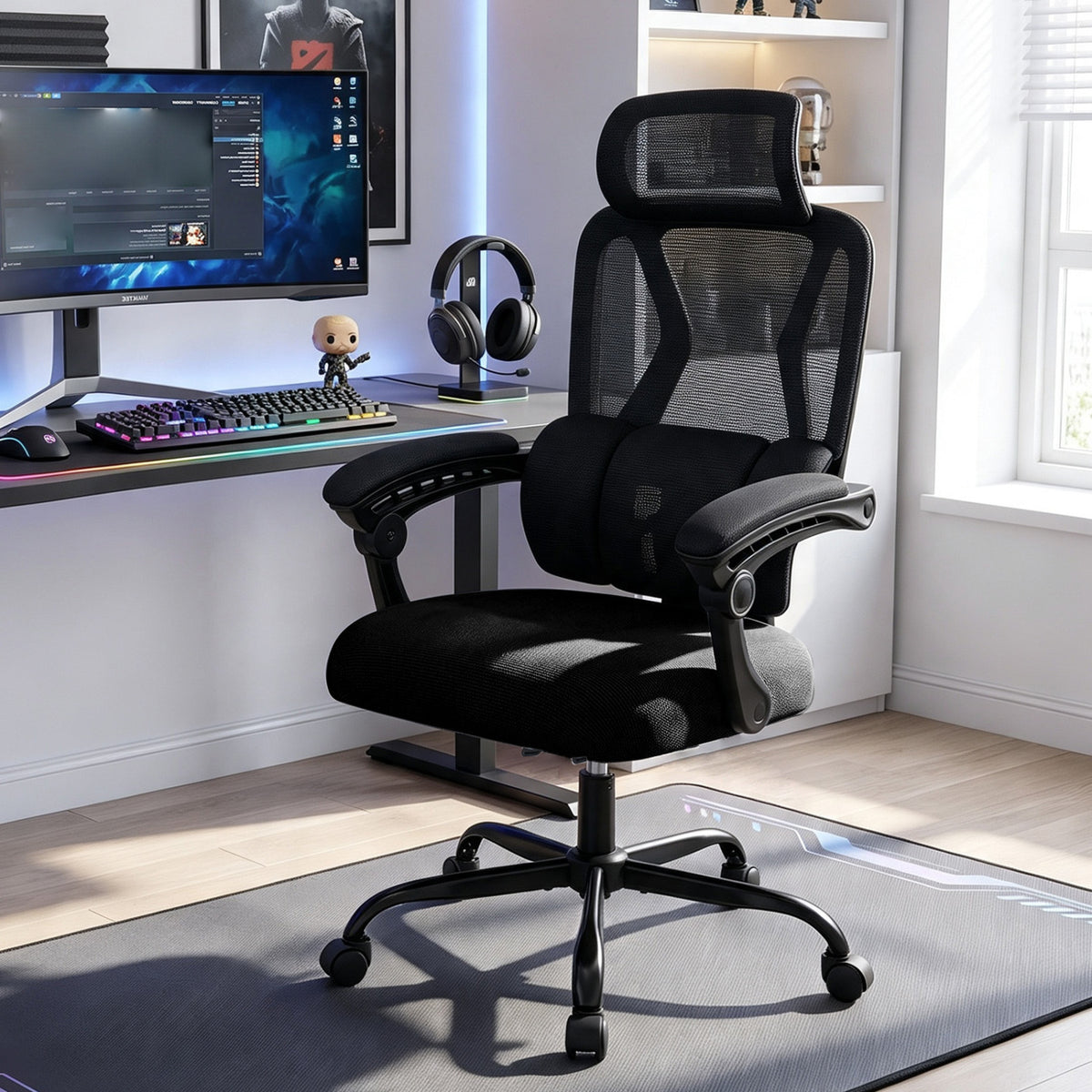 Ergonomic Mesh Office Chair with Lumbar Support & Headrest