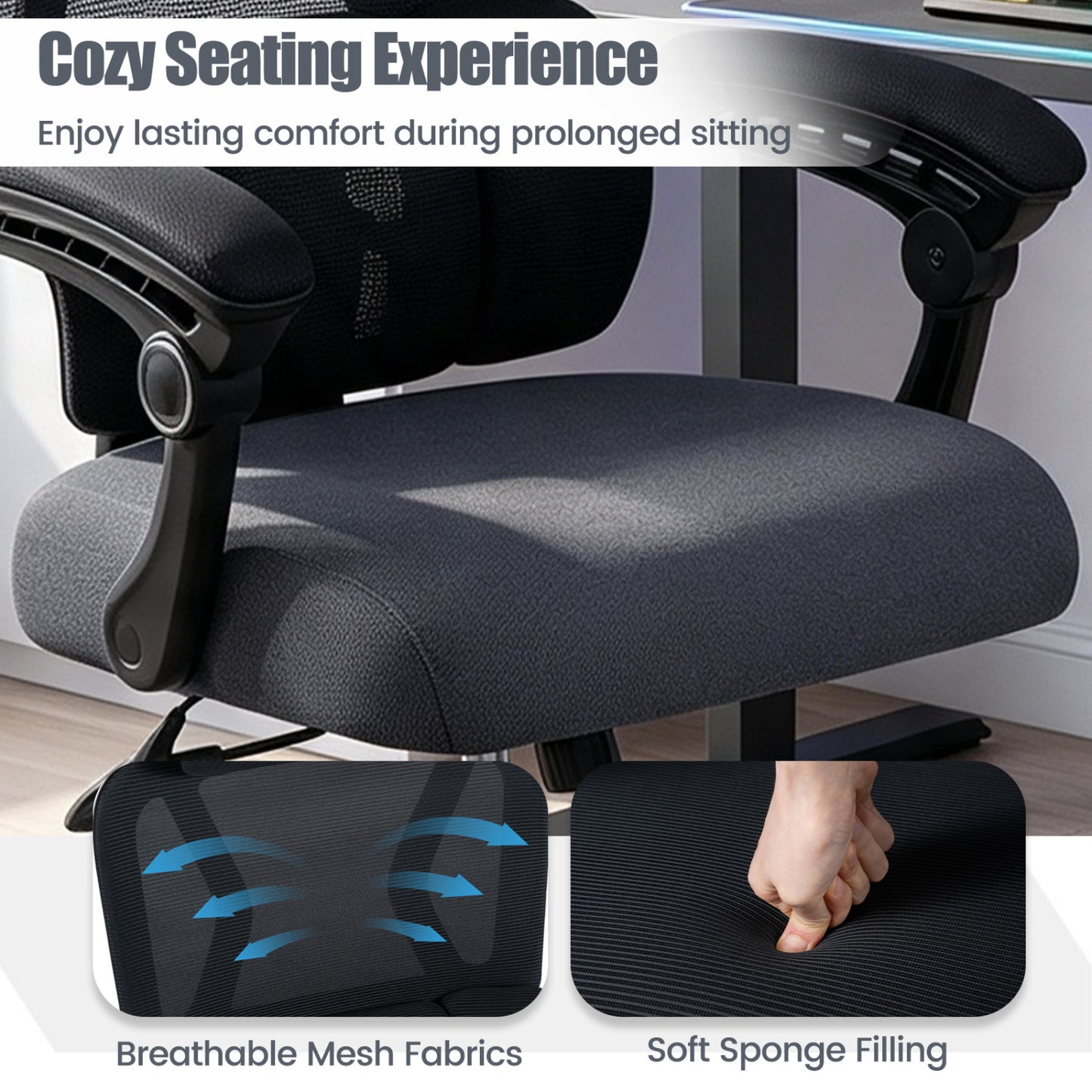 Ergonomic Mesh Office Chair with Lumbar Support & Headrest