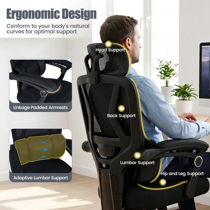 Ergonomic Mesh Office Chair with Lumbar Support & Headrest