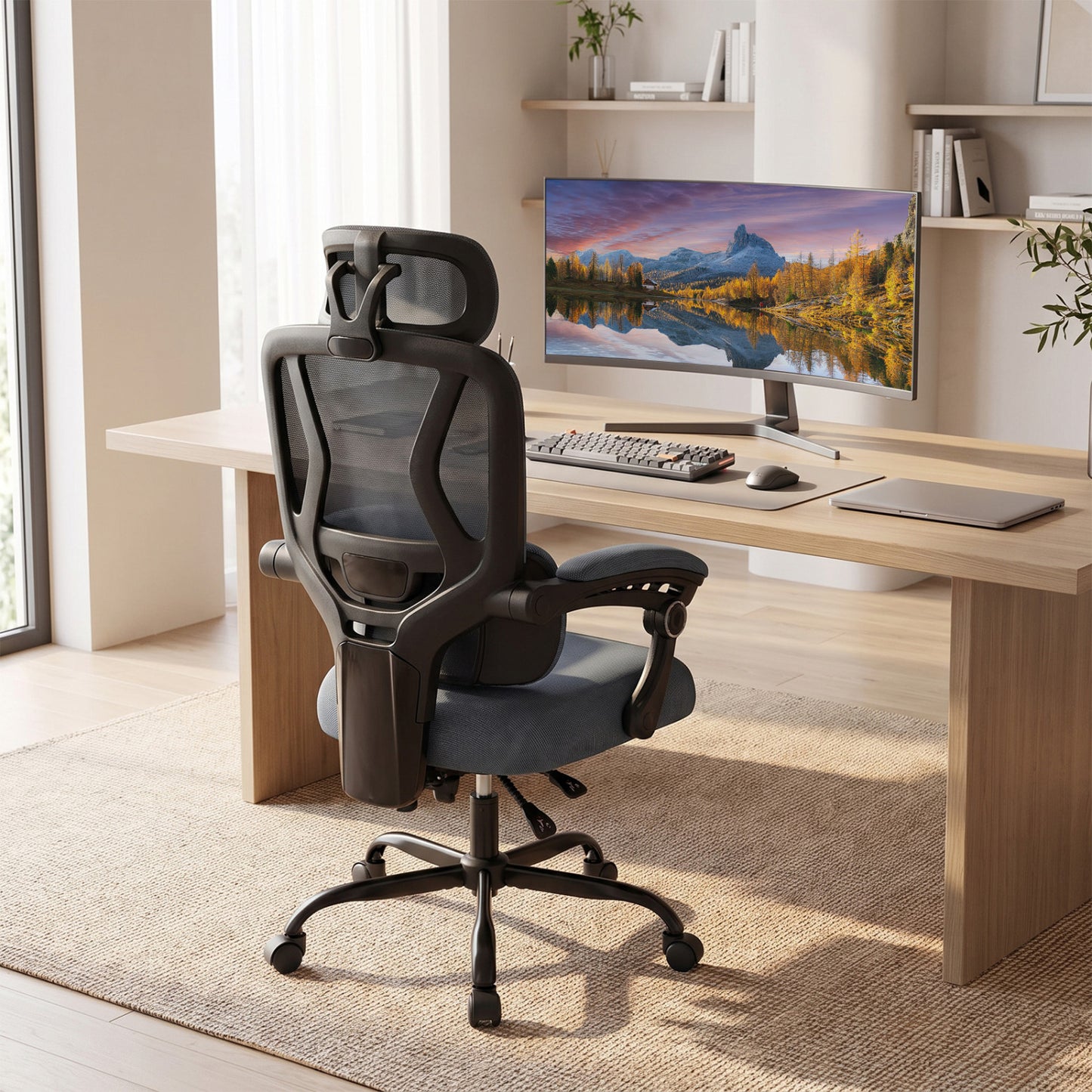 Ergonomic Mesh Office Chair with Lumbar Support & Headrest