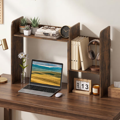 Expandable Desktop Bookshelf with Open Storage Cubes