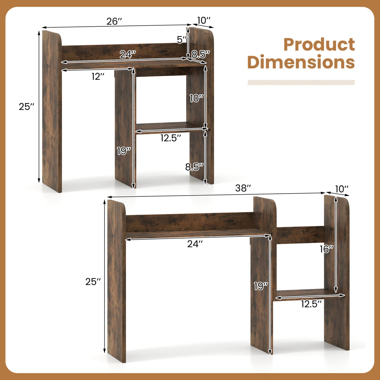 Expandable Desktop Bookshelf with Open Storage Cubes
