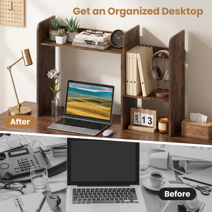 Expandable Desktop Bookshelf with Open Storage Cubes